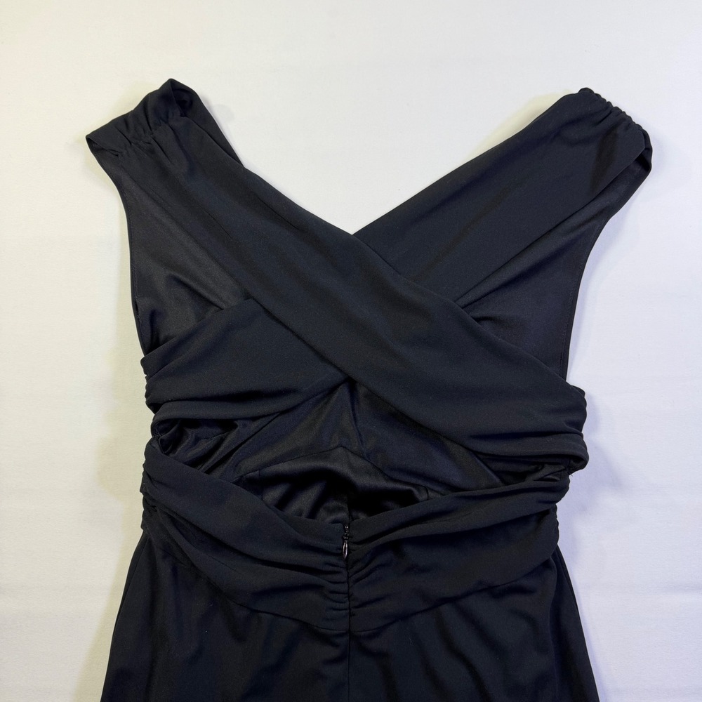 White House Black Market Black Plunge V-Neck Open Back Maxi Gown Dress 10 Sexy - Picture 7 of 14